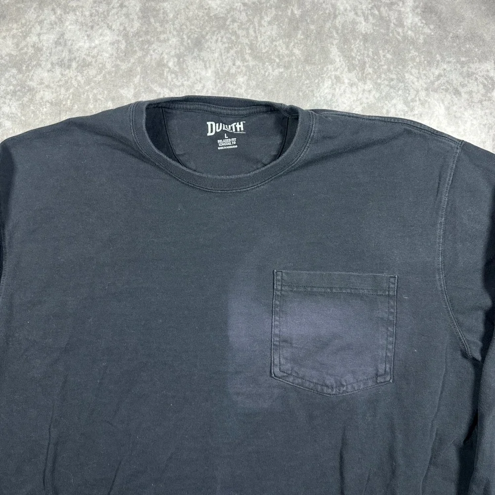 Duluth Trading Co Mens Large Black Longtail T Relaxed Fit Long Sleeve Shirt L